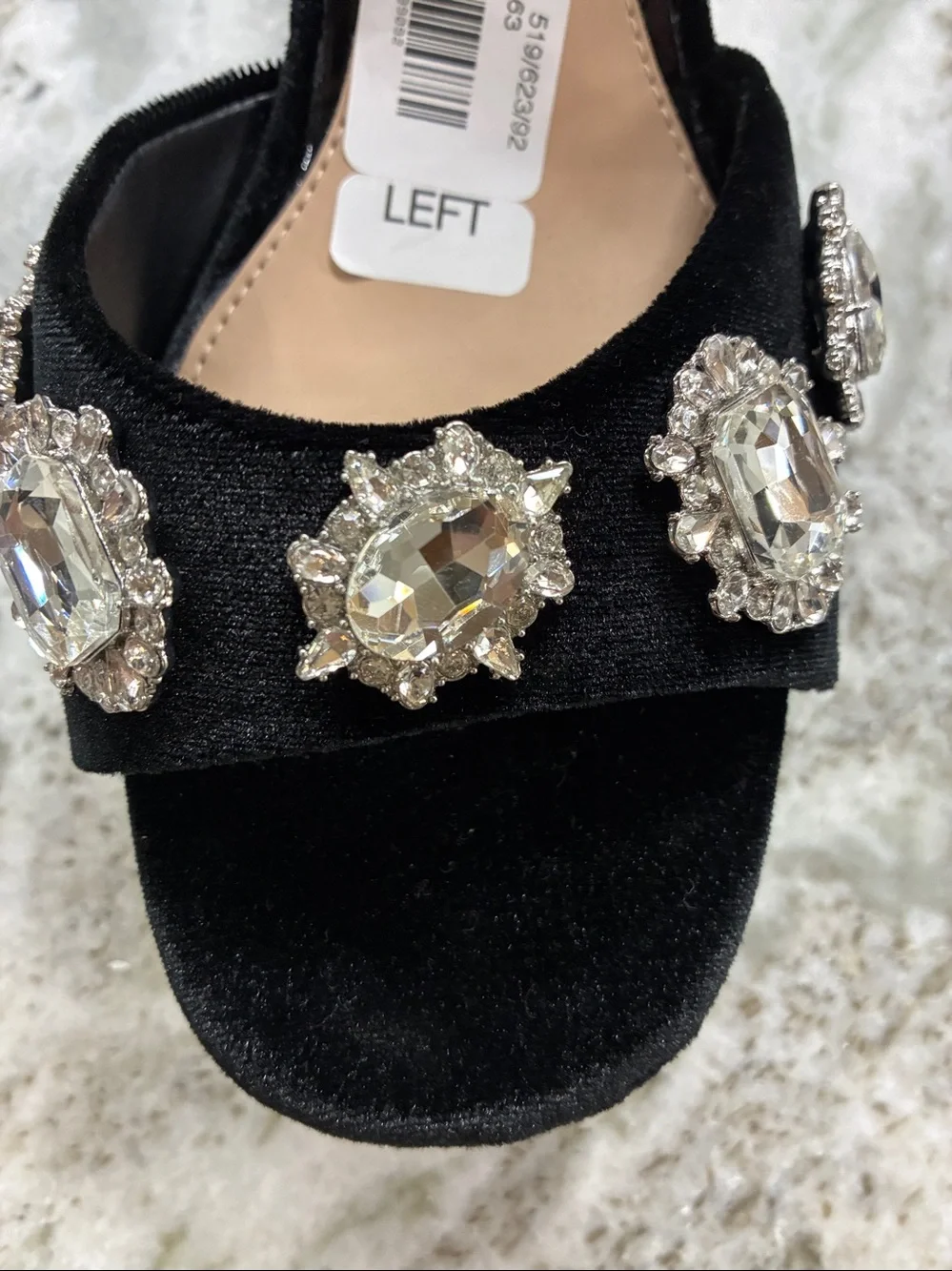 Copper Key Black Velvet Platform Jewel-Embellished Sandals
